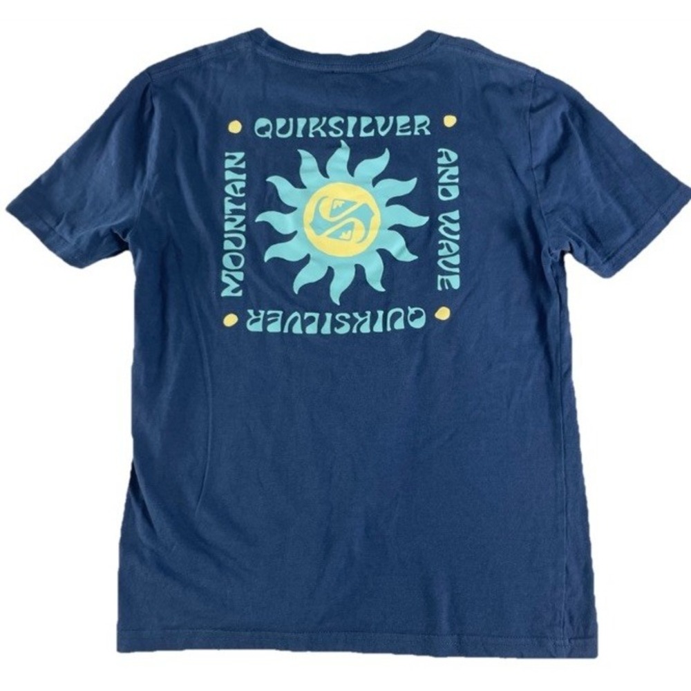 Quiksilver Big‎ Boy Palms Sunset Rituals Navy Blue T-Shirt Size M Suffer Beach